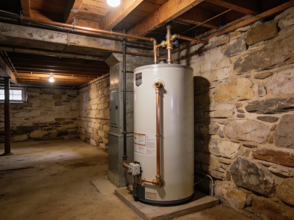 Replacement water heater installed in an older Wilkes-Barre home
